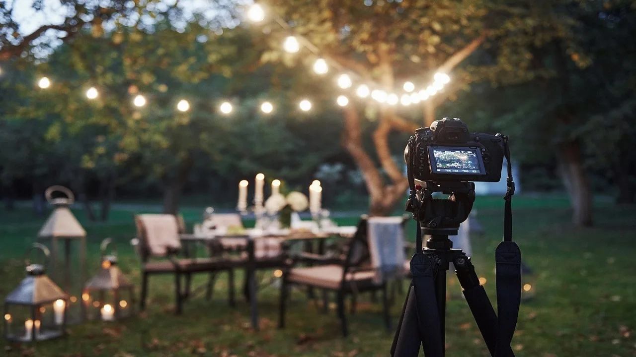 Behind-the-scenes camera setup at an outdoor event